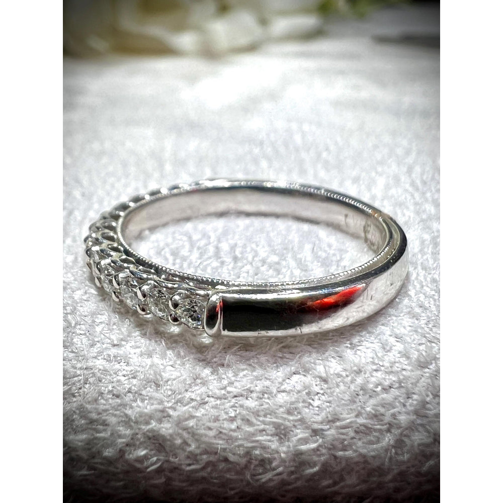 14K White Gold Diamond Wedding Band: Verragio Renaissance Style