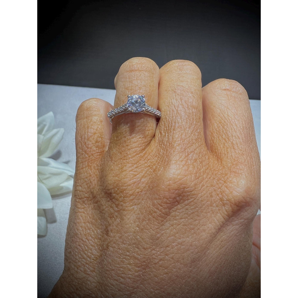14K White Gold Verragio Diamond Engagement Ring: 1.00 Carat Lab Grown VS EF