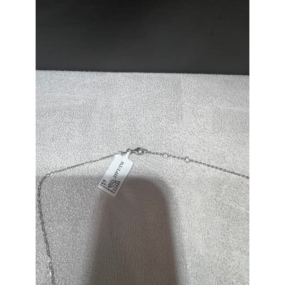 Mini Diamond Square Necklace / 18K White Gold Diamond Necklace/ Mini Diamond Pendant