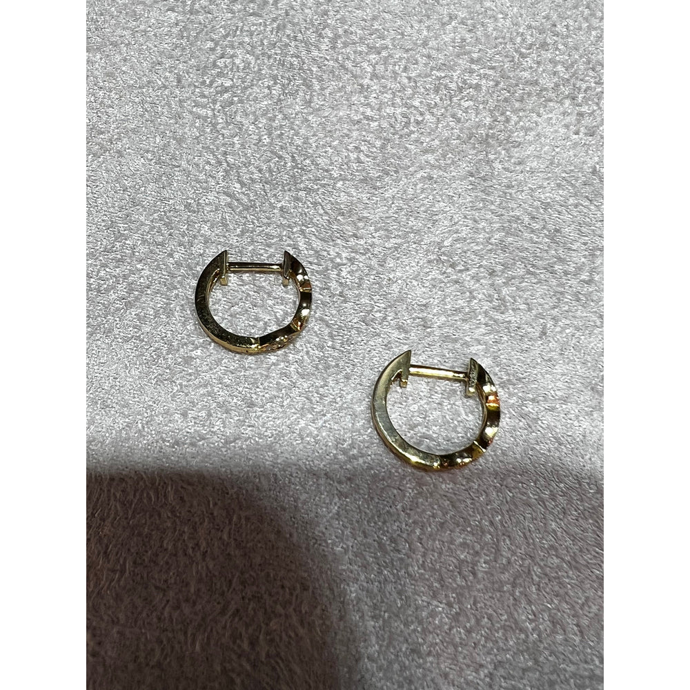 Diamond Huggy Earrings / 14k Gold Diamond Small Hoop Earrings / Diamond Earrings / Tiny Diamond Huggy Hoop Earrings/ Mothers Day Sale