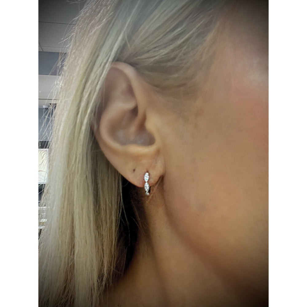 Diamond Huggy Earrings / 14k Gold Diamond Small Hoop Earrings / Diamond Earrings / Tiny Diamond Huggy Hoop Earrings/ Mothers Day Sale