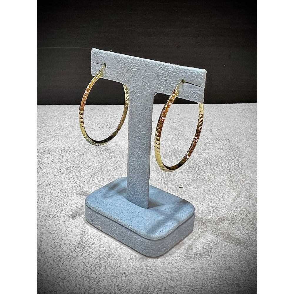 14K Hoop Earrings 1” / Diamond Cut Hoop Earrings / Yellow Gold Medium Hoop Earrings / Thin Gold Hoop Earrings by Trevi Fine Jewelry Shop