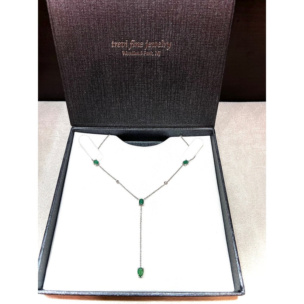 Emerald and Diamond Lariat Necklace / 14K Emerald and Diamond Lariat Necklace / 14K Emerald Necklace / May Birthstone Necklace