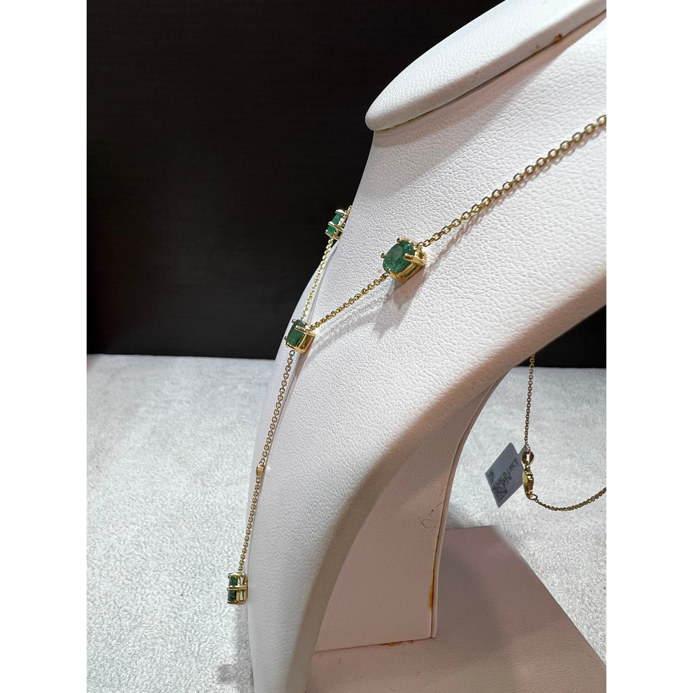 14K Emerald and Diamond Lariat Necklace / Emerald Lariat Necklace / Emerald Necklace / May birthstone Necklace / Emerald Y Necklace