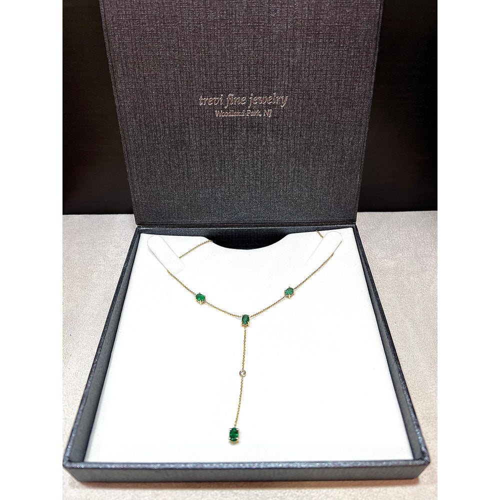14K Emerald and Diamond Lariat Necklace / Emerald Lariat Necklace / Emerald Necklace / May birthstone Necklace / Emerald Y Necklace