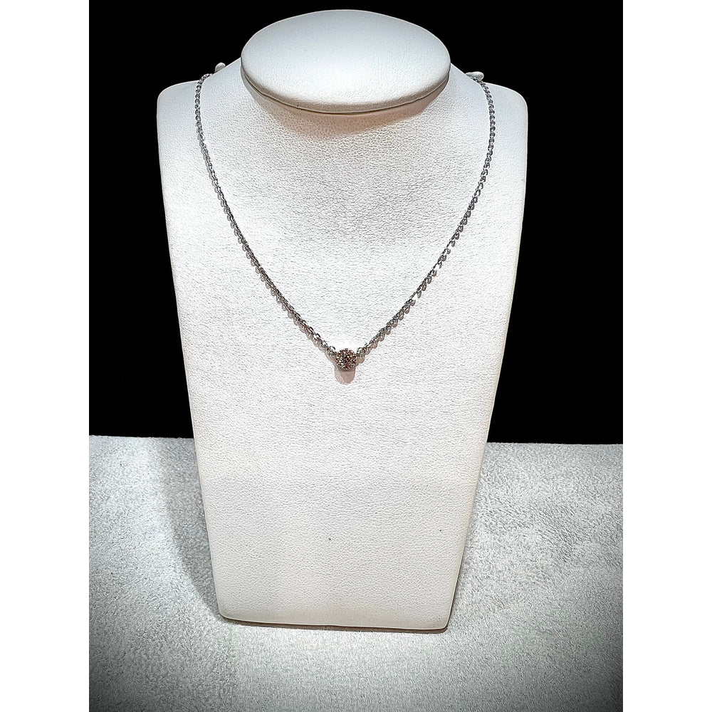 14K Round Diamond Cluster Necklace / Diamond Solitaire Necklace / 14k Gold Layered Diamond Necklace / Dainty Diamond Necklace