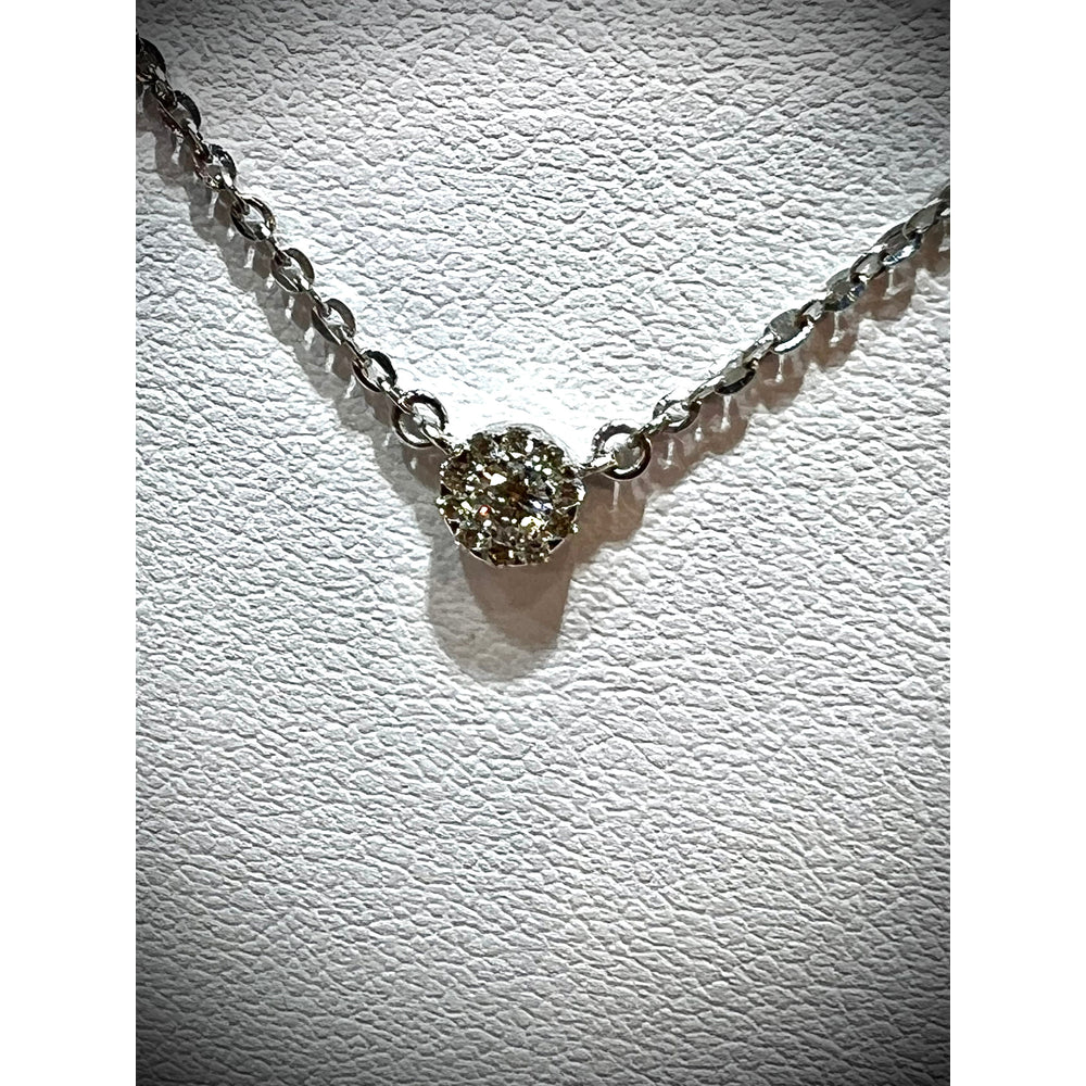 14K Round Diamond Cluster Necklace / Diamond Solitaire Necklace / 14k Gold Layered Diamond Necklace / Dainty Diamond Necklace
