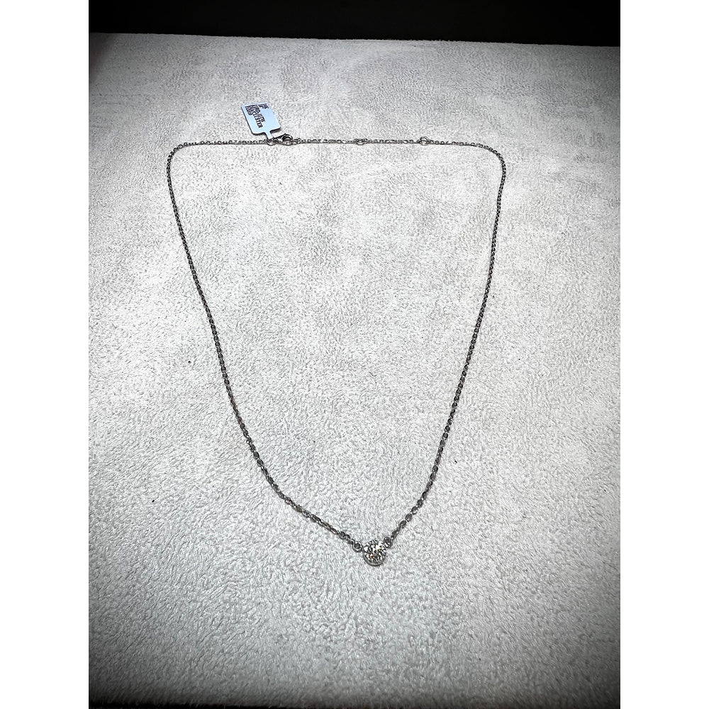 14K Round Diamond Cluster Necklace / Diamond Solitaire Necklace / 14k Gold Layered Diamond Necklace / Dainty Diamond Necklace