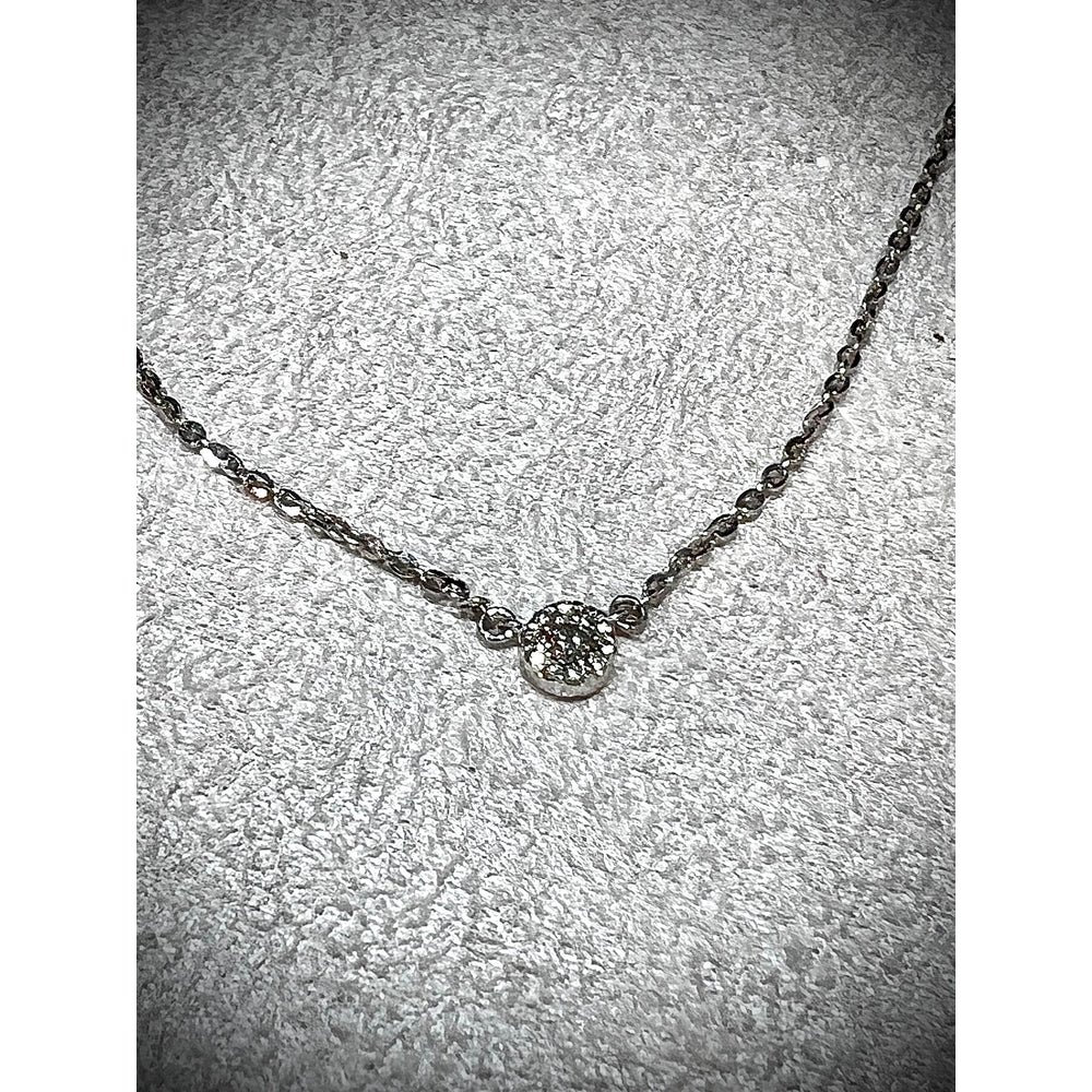 14K Round Diamond Cluster Necklace / Diamond Solitaire Necklace / 14k Gold Layered Diamond Necklace / Dainty Diamond Necklace