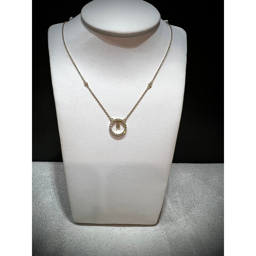 14K Diamond Circle Necklace / Diamond Circle Necklace / Gold Diamond Circle Necklace / Diamond Circle Pendant