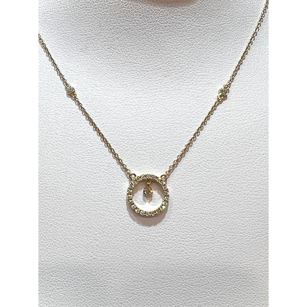 14K Diamond Circle Necklace / Diamond Circle Necklace / Gold Diamond Circle Necklace / Diamond Circle Pendant