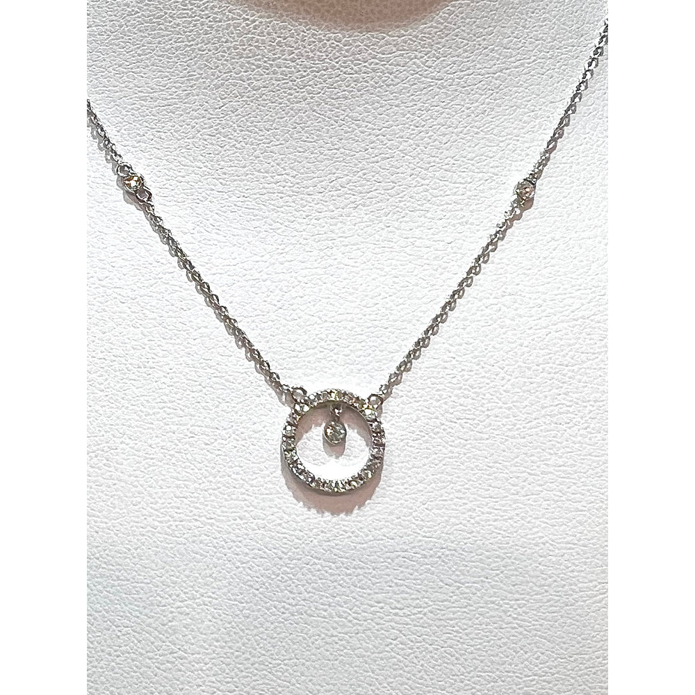 14K Diamond Circle Necklace / Diamond Circle Necklace / Gold Diamond Circle Necklace / Diamond Circle Pendant