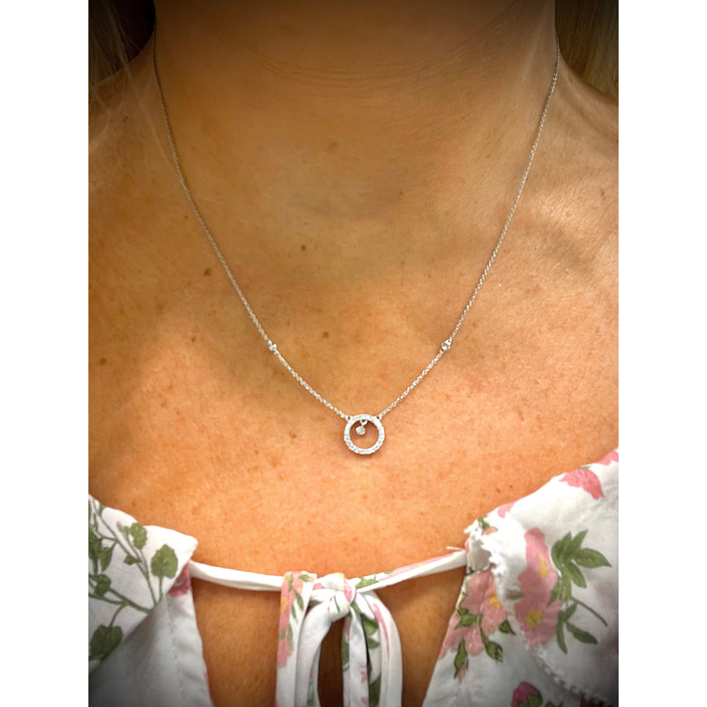 14K Diamond Circle Necklace / Diamond Circle Necklace / Gold Diamond Circle Necklace / Diamond Circle Pendant