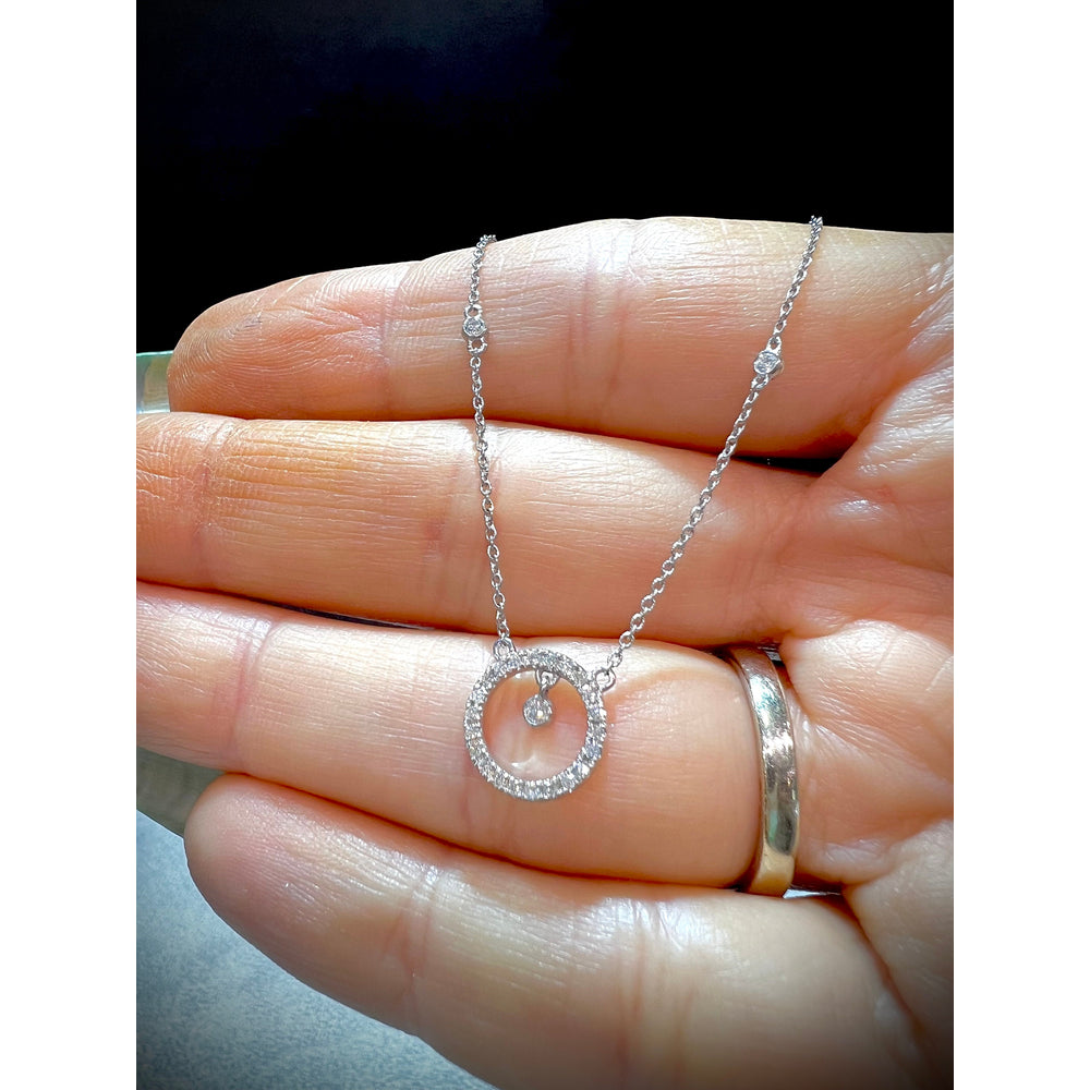 14K Diamond Circle Necklace / Diamond Circle Necklace / Gold Diamond Circle Necklace / Diamond Circle Pendant