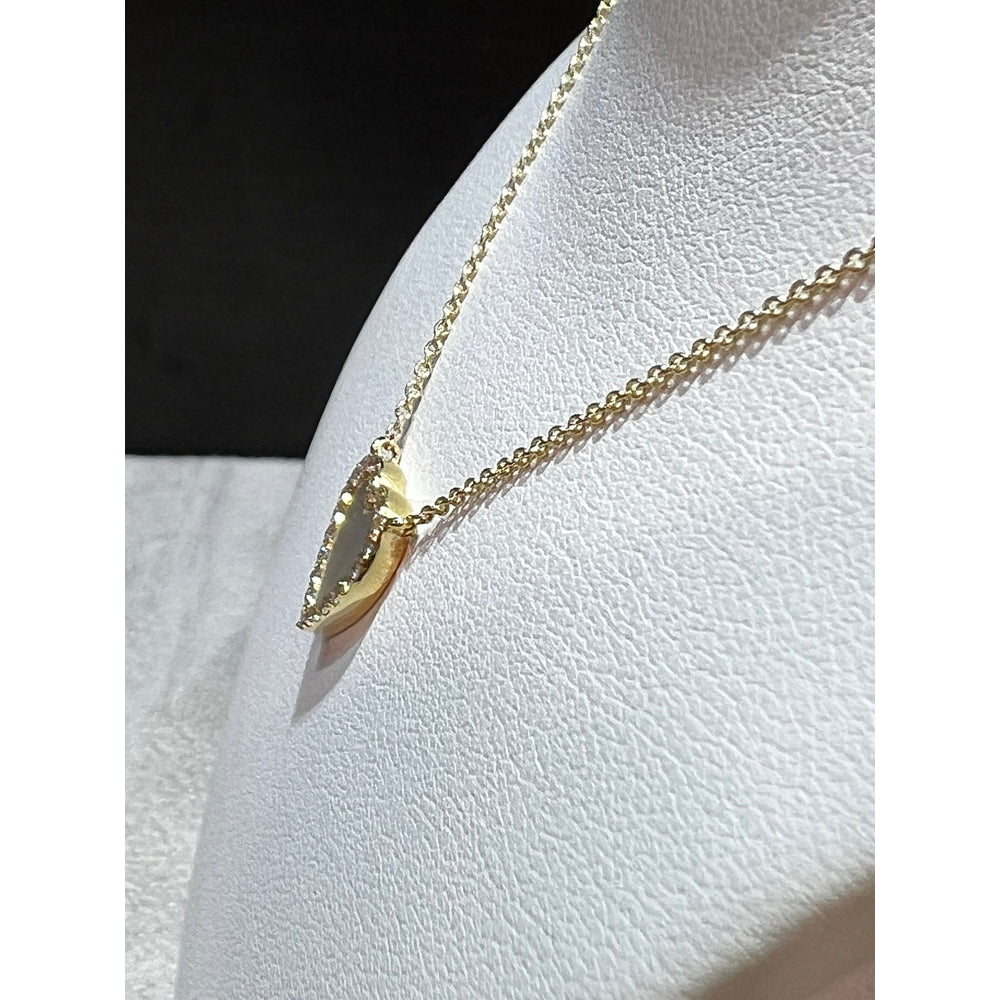 14K Mother of Pearl Diamond Heart Necklace / Mother of Pearl Heart Pendant / 14K Small Diamond Heart / Heart Necklace / Diamond Heart