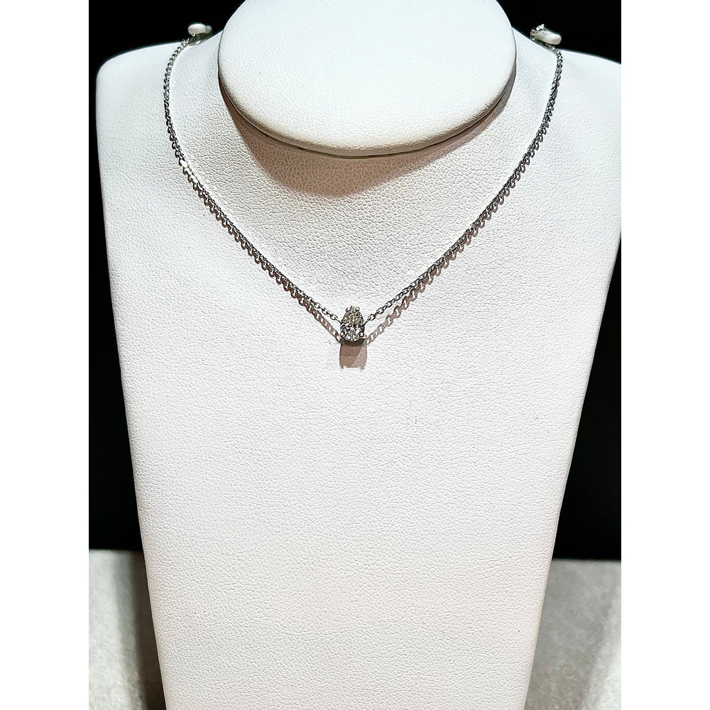14K Pear Shape Diamond Necklace / Pear Diamond Prong Set Necklace / 14K Diamond Solitaire Necklace / Dainty Diamond Necklace