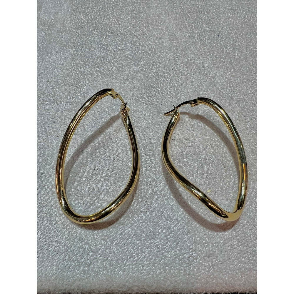 14K Yellow Gold Twist Hoop Earrings / Gold Hoop Earrings / Large Gold Hoops / 14K Twist Hoops / 14K Oval Twist Hoop Earrings / Oval Hoops