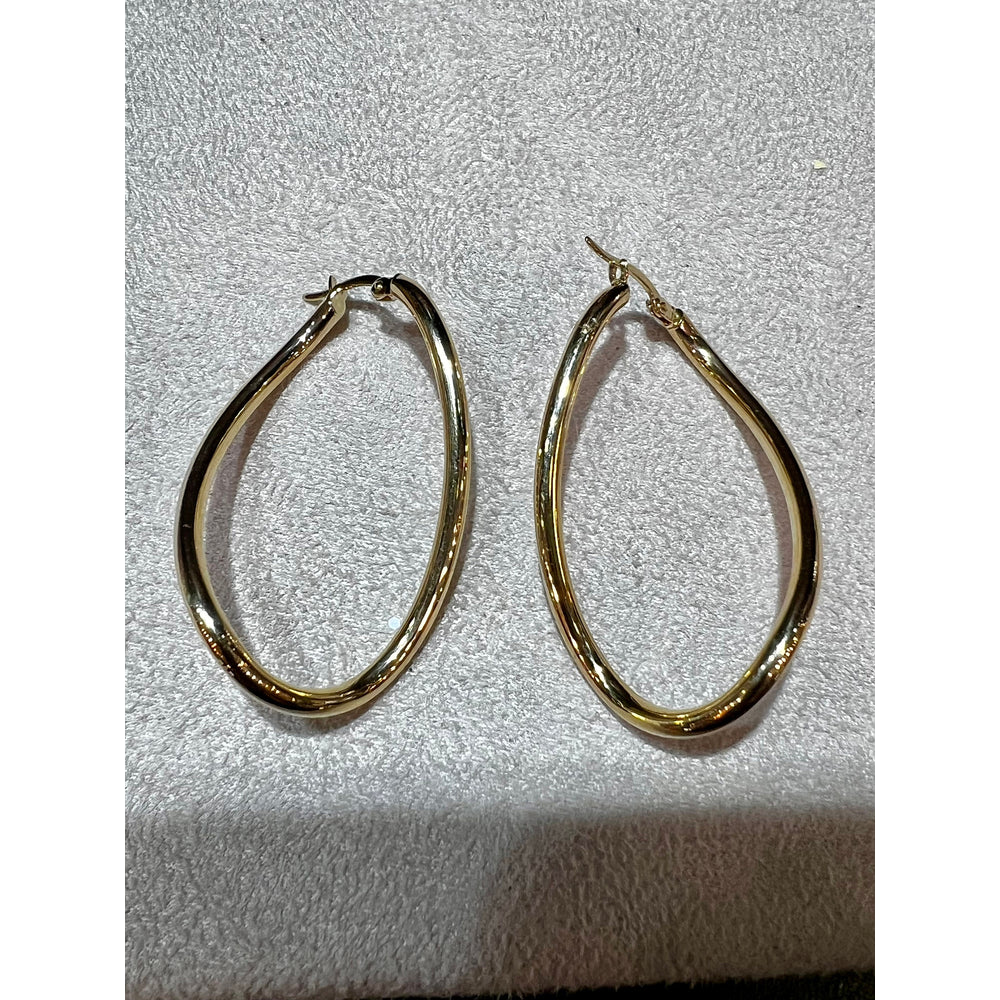 14K Yellow Gold Twist Hoop Earrings / Gold Hoop Earrings / Large Gold Hoops / 14K Twist Hoops / 14K Oval Twist Hoop Earrings / Oval Hoops
