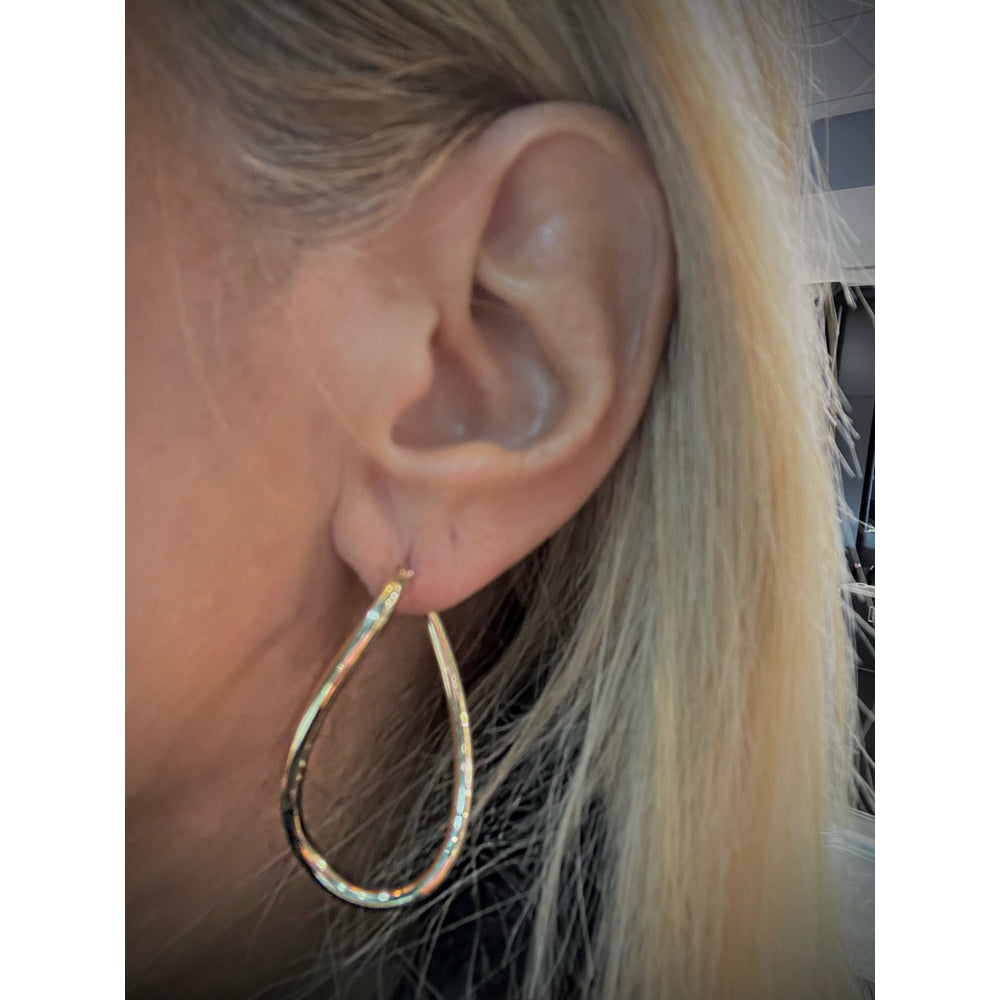 14K Yellow Gold Twist Hoop Earrings / Gold Hoop Earrings / Large Gold Hoops / 14K Twist Hoops / 14K Oval Twist Hoop Earrings / Oval Hoops