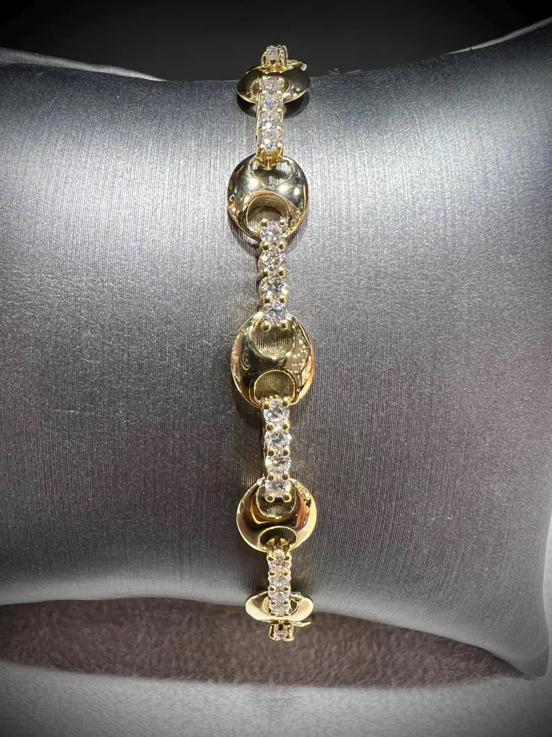 Lab Grown Diamond Mariner Link Bracelet: Sterling Silver or Gold, 1.5ct