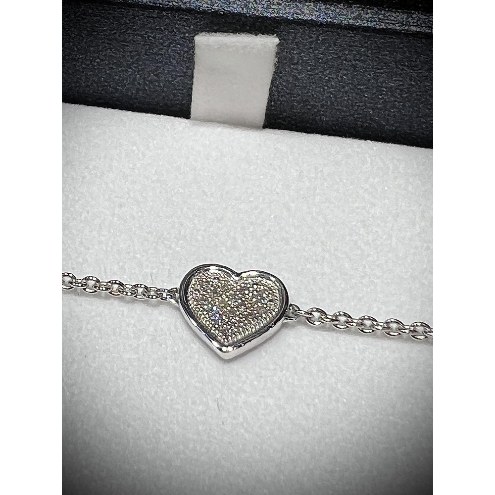 14K Diamond Heart Bracelet / Heart Bracelet / Adjustable White Gold Heart Bracelet / Diamond Heart Bracelet / 14K Heart Bracelet
