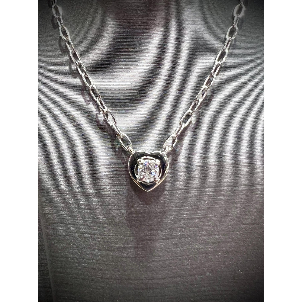 Sterling Silver Lab Grown Diamond Solitaire Necklace