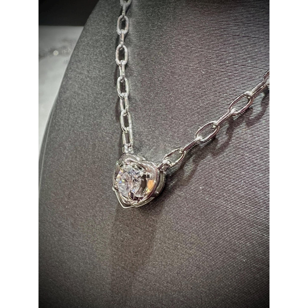 Sterling Silver Lab Grown Diamond Solitaire Heart Necklace