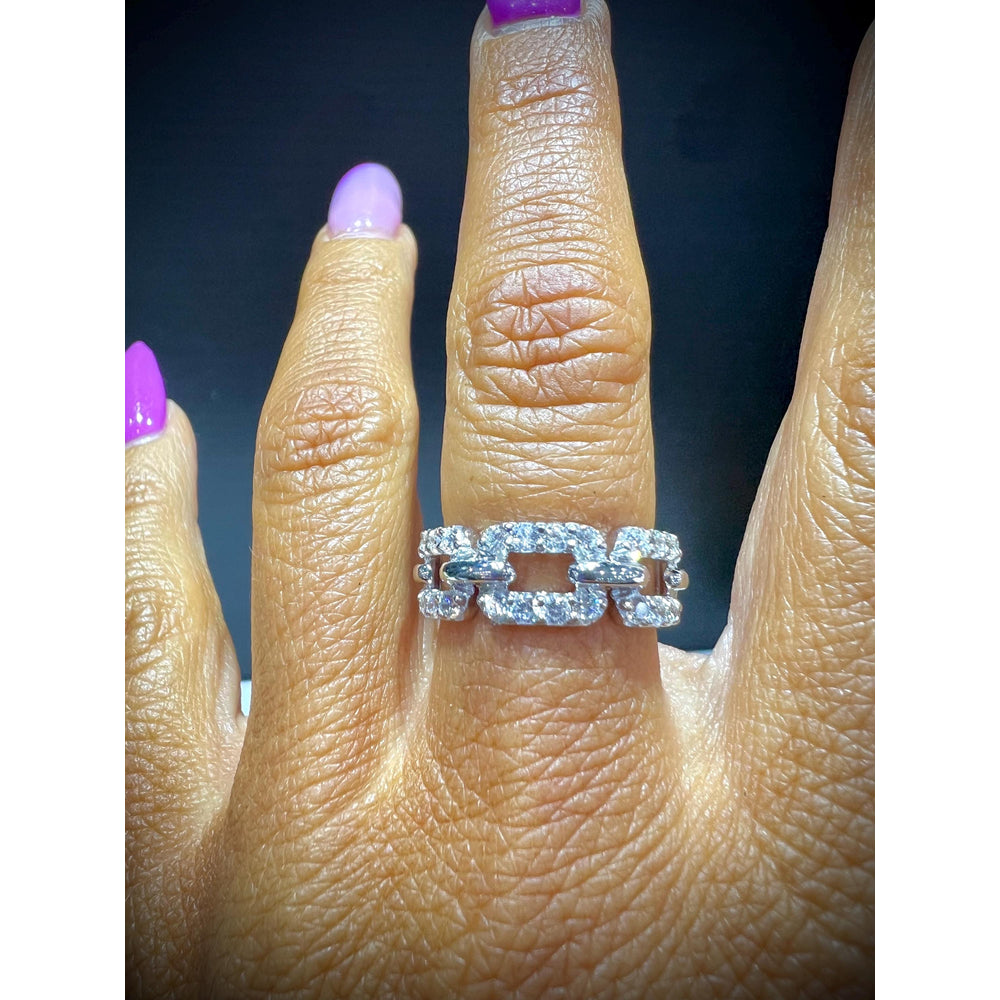 Diamond Link Ring / 1.00 Carat Diamond Link Ring / Diamond Ring / Diamond Chain Link Ring / Diamond Band