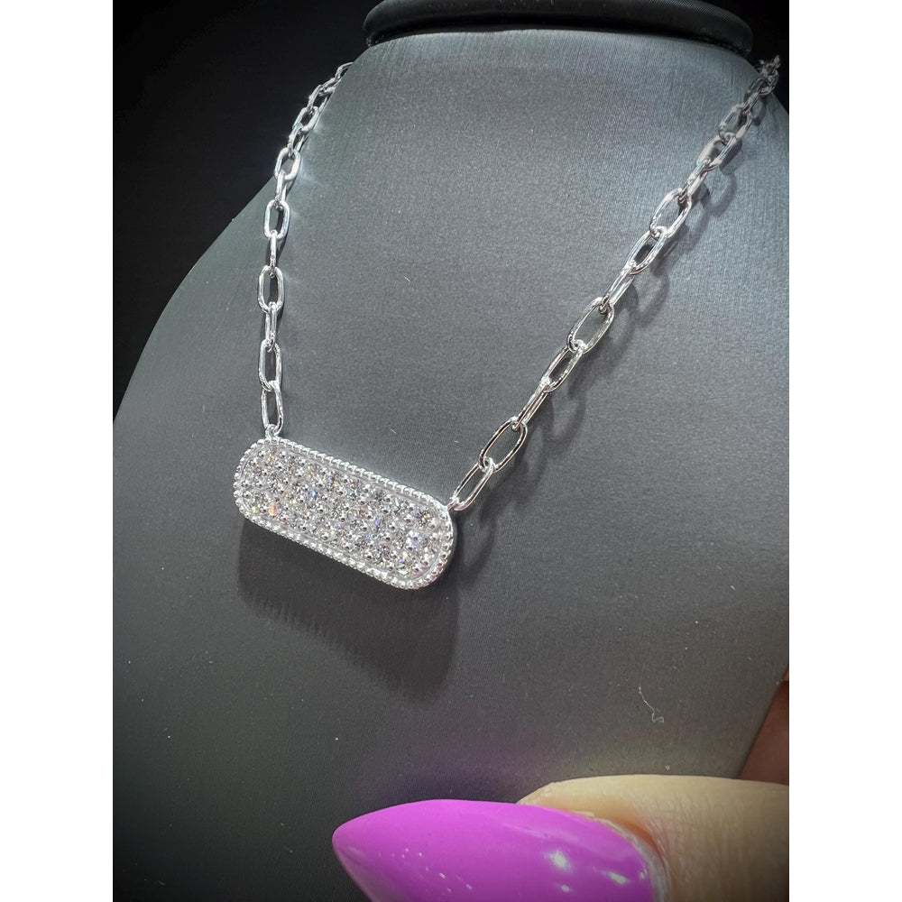 Diamond Bar Necklace / Diamond Bar 1.50 Carat Necklace/ Diamond 1.50ct Necklace / Pavè Diamond Bar Necklace
