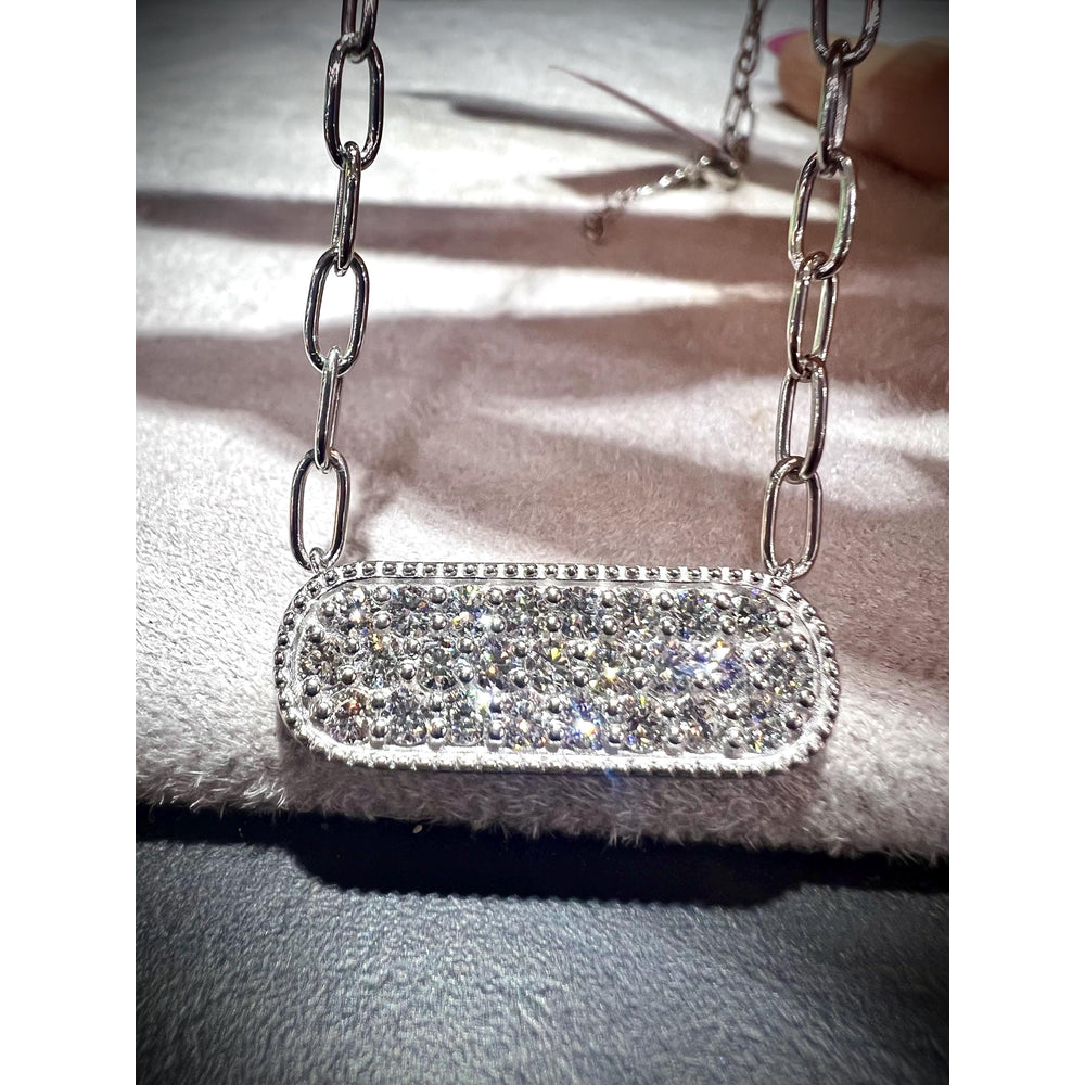 Diamond Bar Necklace / Diamond Bar 1.50 Carat Necklace/ Diamond 1.50ct Necklace / Pavè Diamond Bar Necklace