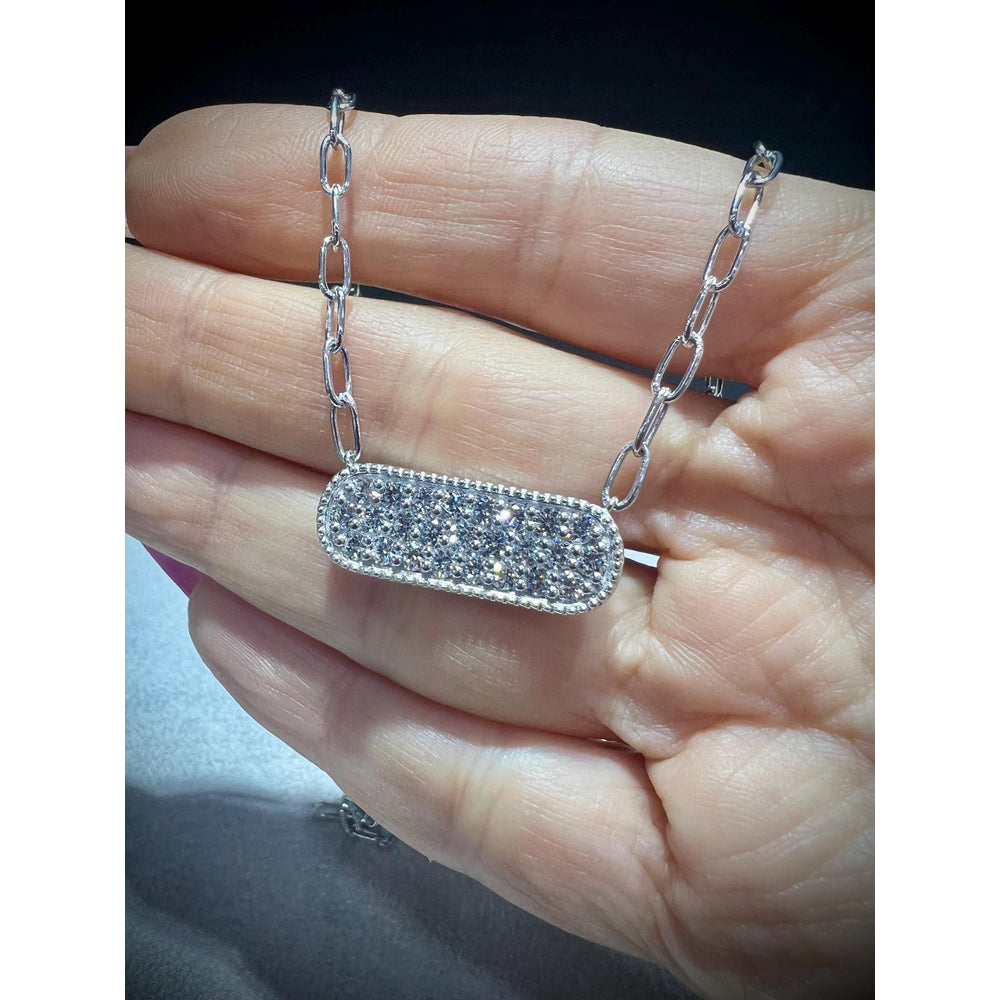 Diamond Bar Necklace / Diamond Bar 1.50 Carat Necklace/ Diamond 1.50ct Necklace / Pavè Diamond Bar Necklace