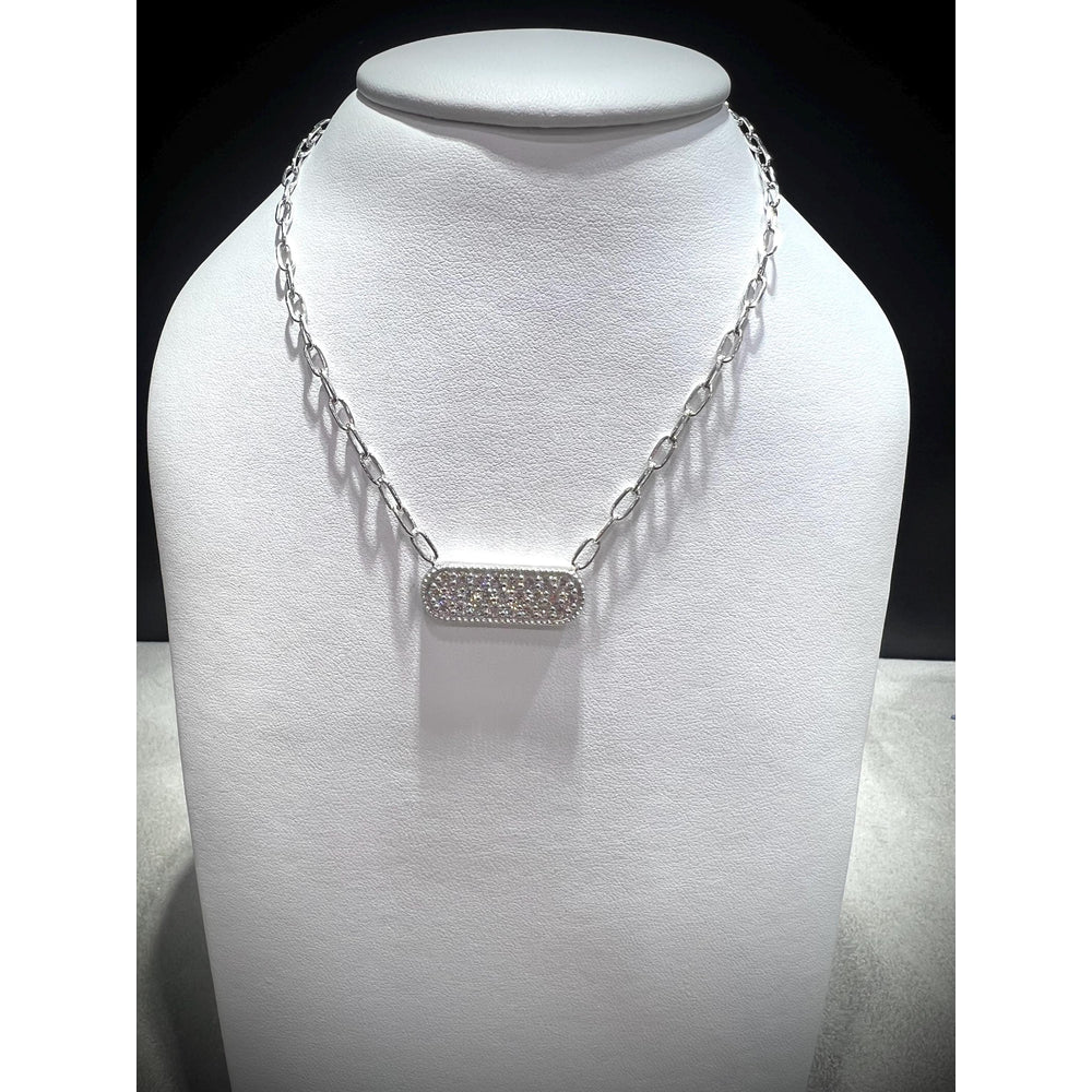 Diamond Bar Necklace / Diamond Bar 1.50 Carat Necklace/ Diamond 1.50ct Necklace / Pavè Diamond Bar Necklace