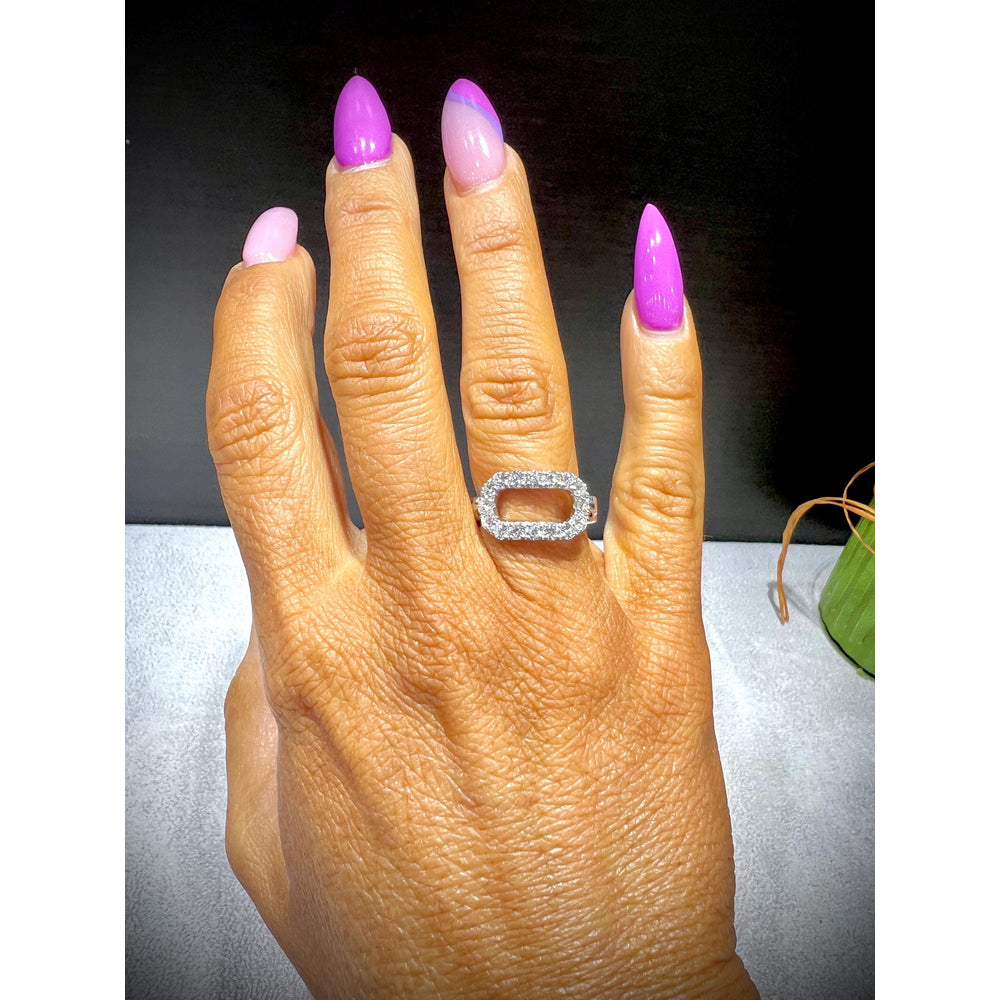 Diamond Oval Ring / 1.07 Carat Diamond Link Ring / Diamond Ring / Diamond Open Oval Link Ring / Diamond Band