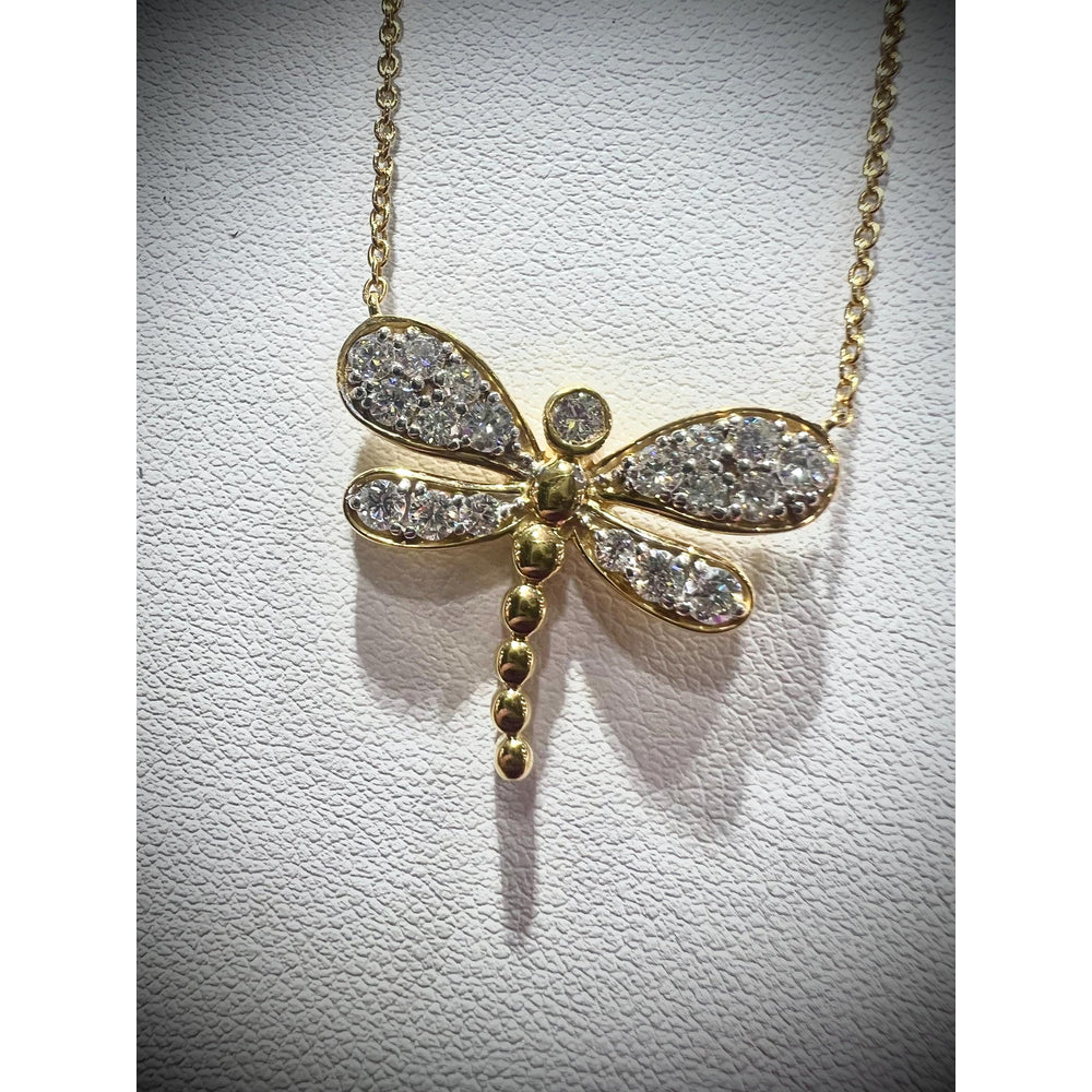 Diamond Dragonfly Necklace / Dragonfly Necklace / Diamond Dragonfly Pendant / Diamond Dragonfly 0.78ct Necklace / Gold Diamond Dragonfly