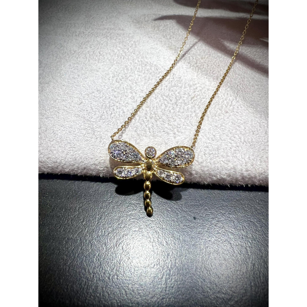 Diamond Dragonfly Necklace / Dragonfly Necklace / Diamond Dragonfly Pendant / Diamond Dragonfly 0.78ct Necklace / Gold Diamond Dragonfly