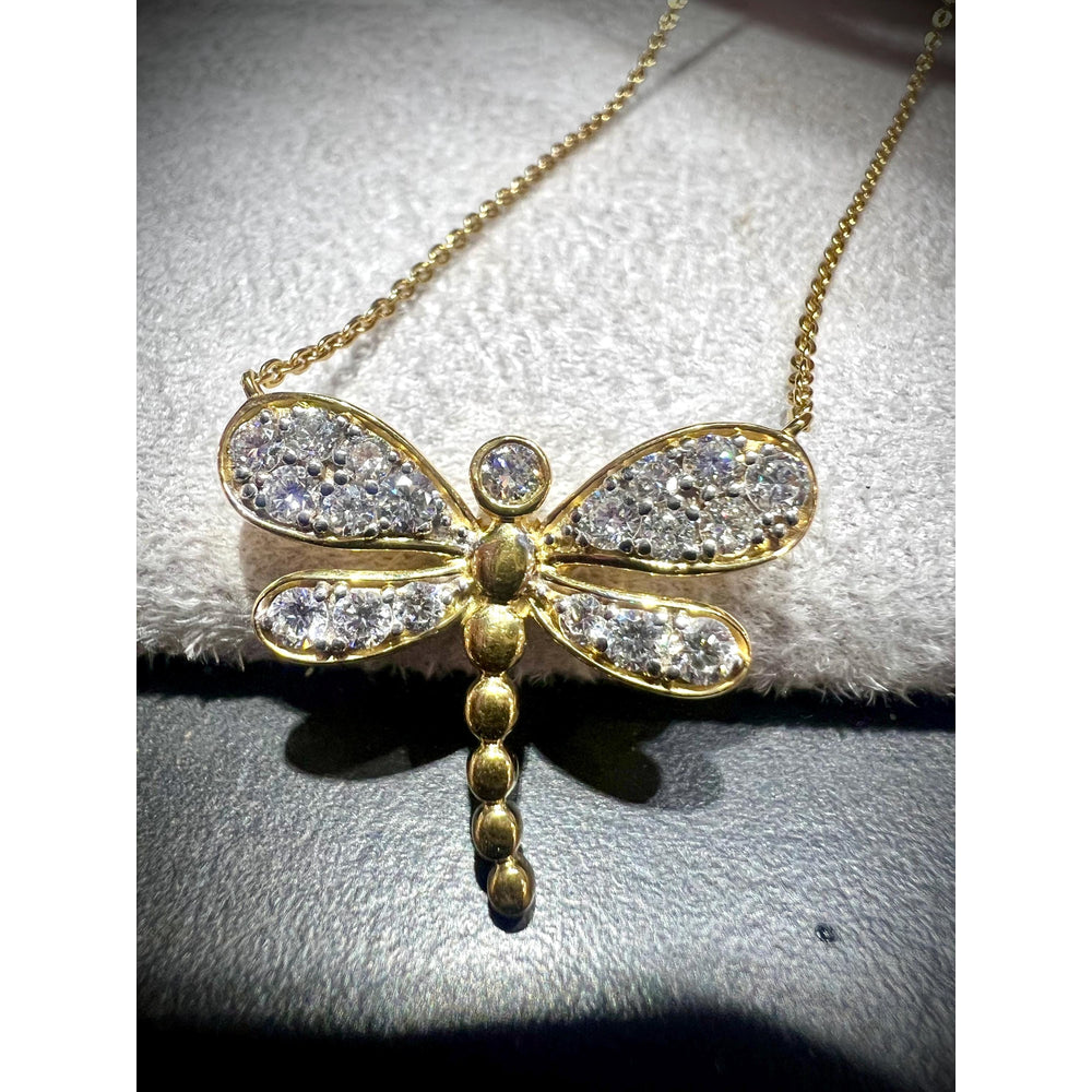 Diamond Dragonfly Necklace / Dragonfly Necklace / Diamond Dragonfly Pendant / Diamond Dragonfly 0.78ct Necklace / Gold Diamond Dragonfly