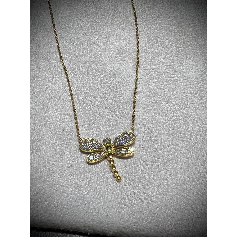 Diamond Dragonfly Necklace / Dragonfly Necklace / Diamond Dragonfly Pendant / Diamond Dragonfly 0.78ct Necklace / Gold Diamond Dragonfly