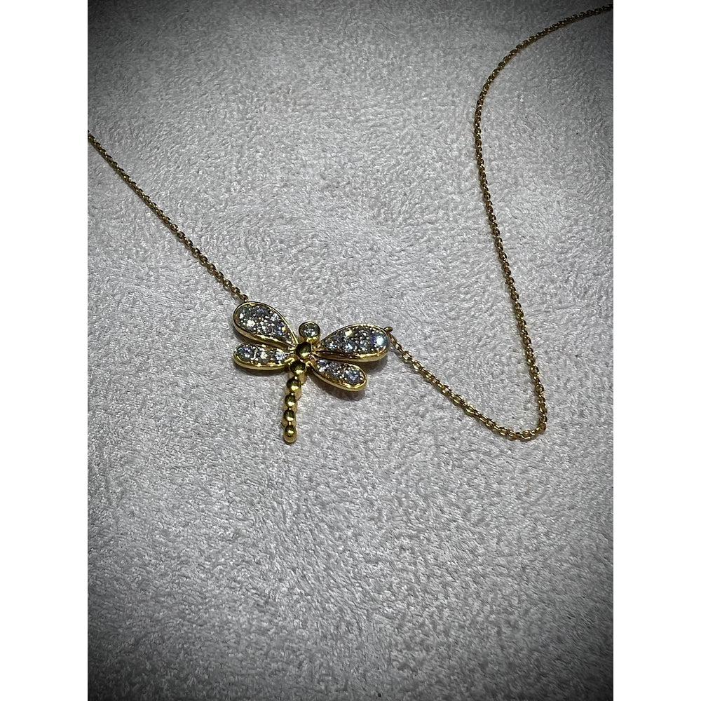 Diamond Dragonfly Necklace / Dragonfly Necklace / Diamond Dragonfly Pendant / Diamond Dragonfly 0.78ct Necklace / Gold Diamond Dragonfly