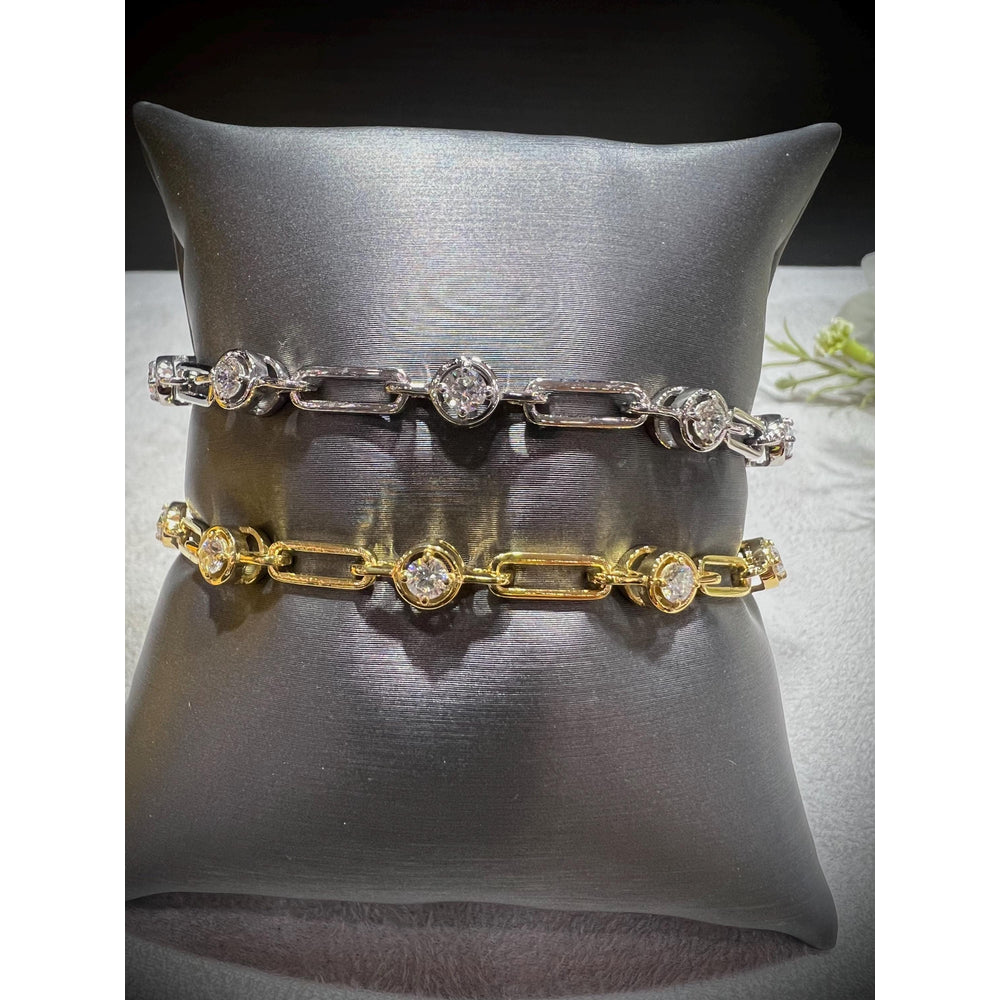 Diamond Link Bracelet / Diamond Bracelet / Diamond 0.75 Carat Bracelet/ Link Bracelet with Round Bezel Set Diamonds / Gold Diamond Bracelet