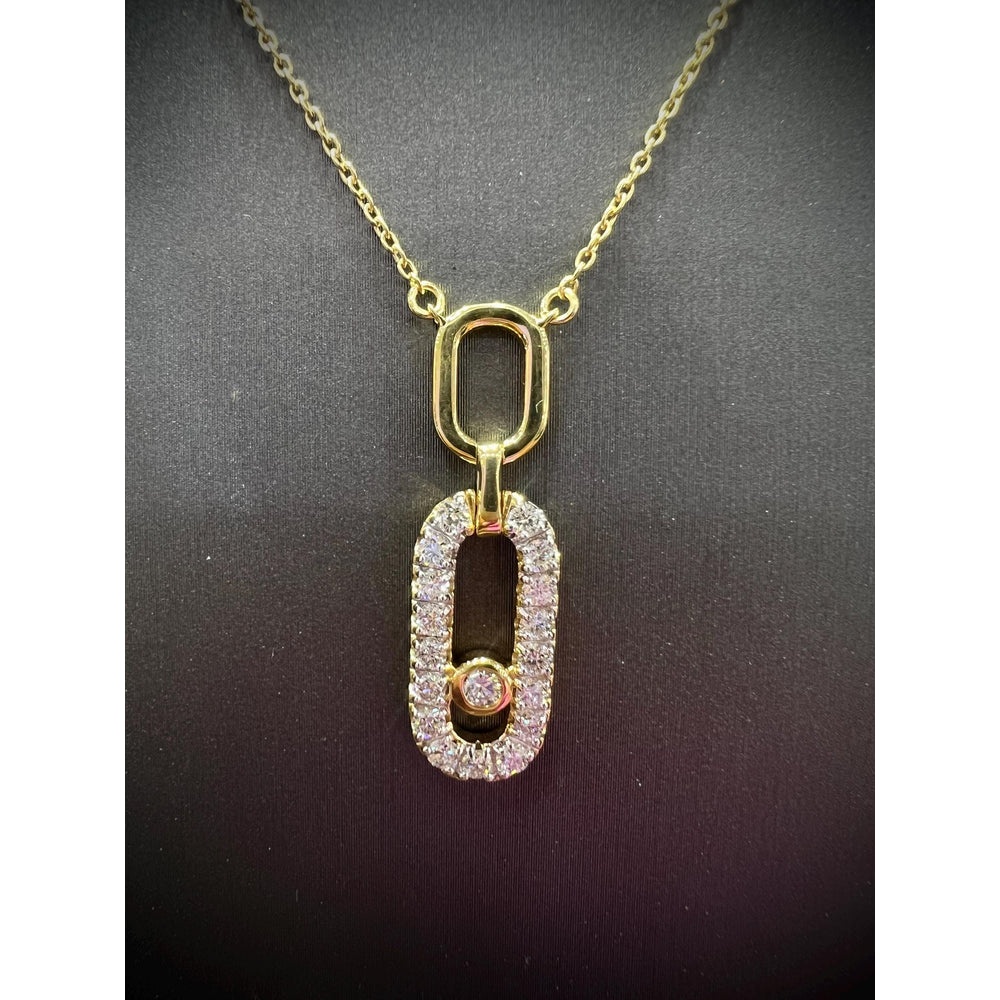 Diamond Pendant/ Oval Diamond Necklace/ Gold Diamond Necklace/ Gold Diamond Pendant / Diamond Necklace 0.68 carats/ Oval Design Necklace