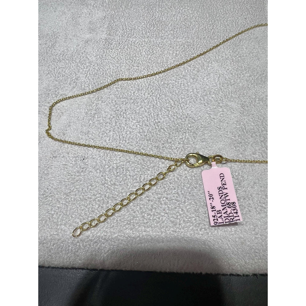 Gold Plated Sterling Silver Lab Grown Diamond Oval Pendant Necklace