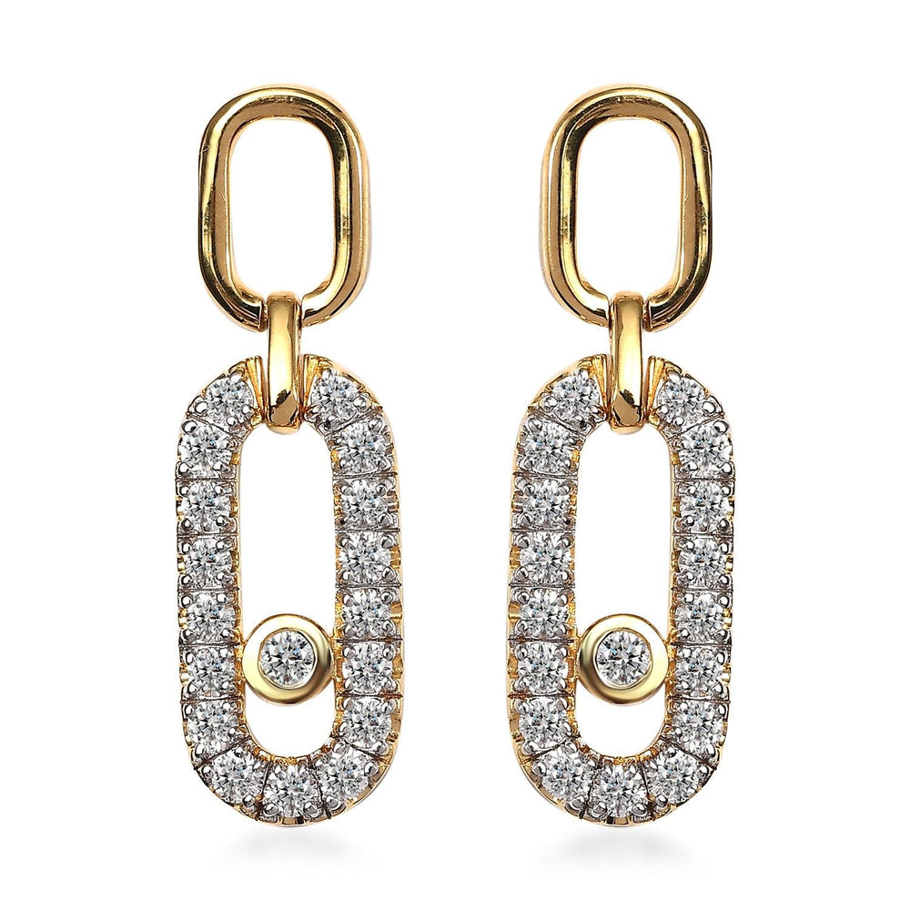 Diamond Dangle Oval Earrings/ Gold Diamond Dangle Earrings/ Diamond Earrings/ Dangle Earrings