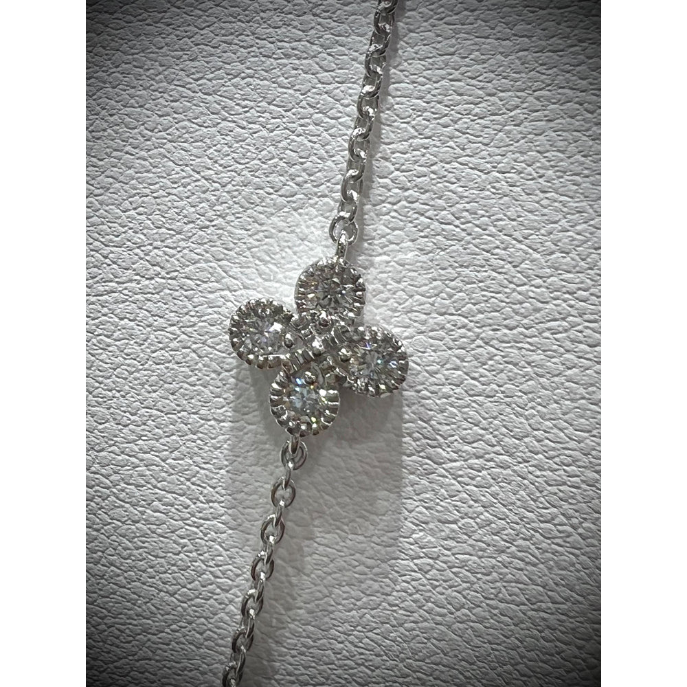 Diamond Flower Station Necklace / Flower Necklace / Diamond Flower 1.00CT Necklace / Diamond Station Necklace / Silver Flower Necklace