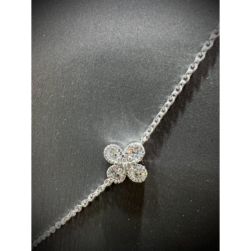 Diamond Flower Station Necklace / Flower Necklace / Diamond Flower 1.00CT Necklace / Diamond Station Necklace / Silver Flower Necklace