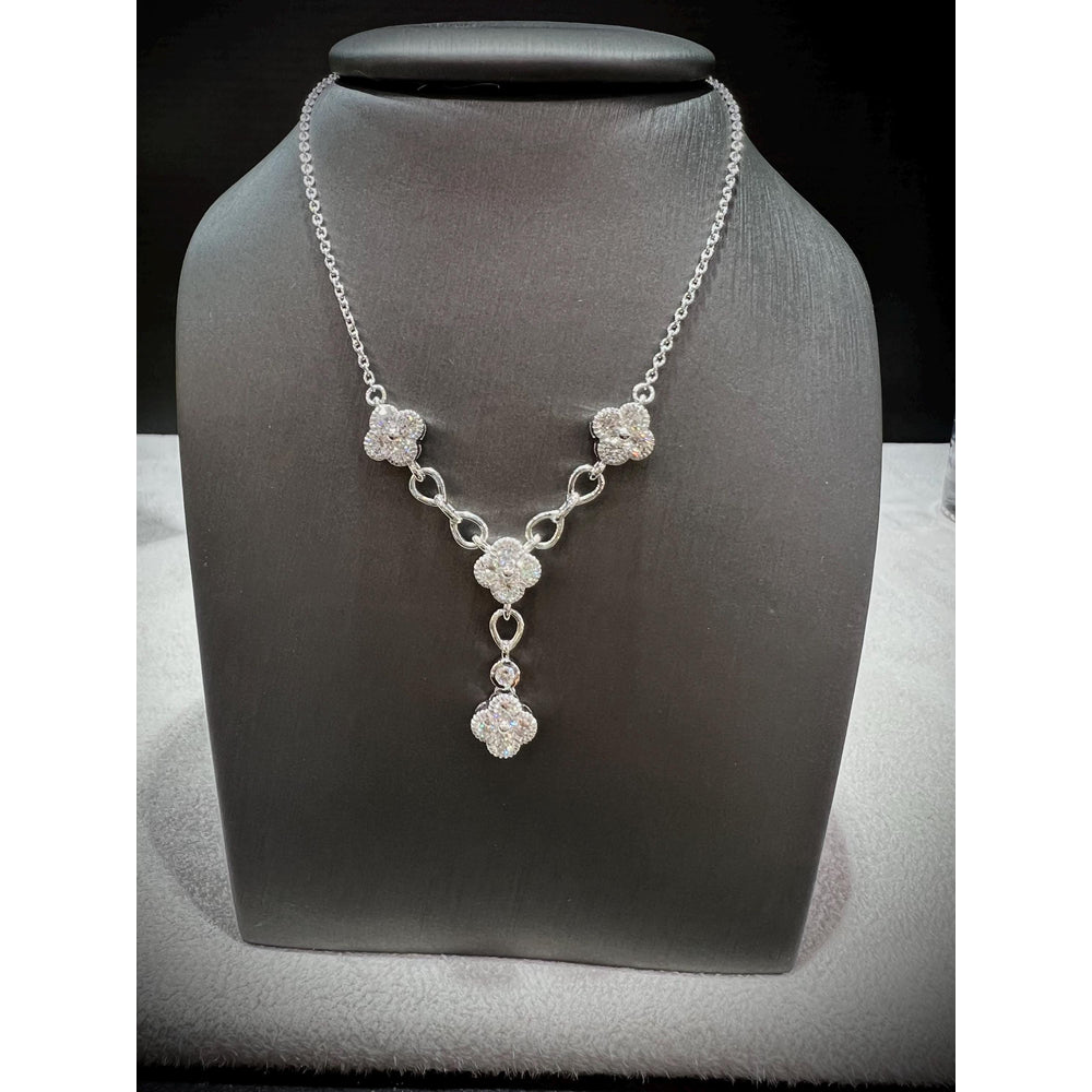 Diamond Flower Y Necklace / Diamond Flower Necklace / Diamond Clover Necklace / Diamond 1.49CT Necklace/ Diamond Y Necklace