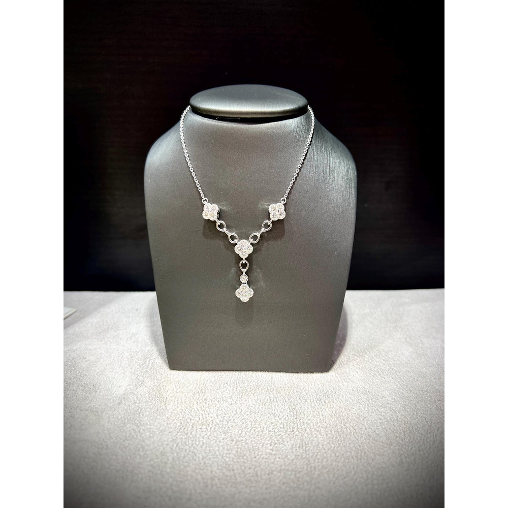 Diamond Flower Y Necklace / Diamond Flower Necklace / Diamond Clover Necklace / Diamond 1.49CT Necklace/ Diamond Y Necklace