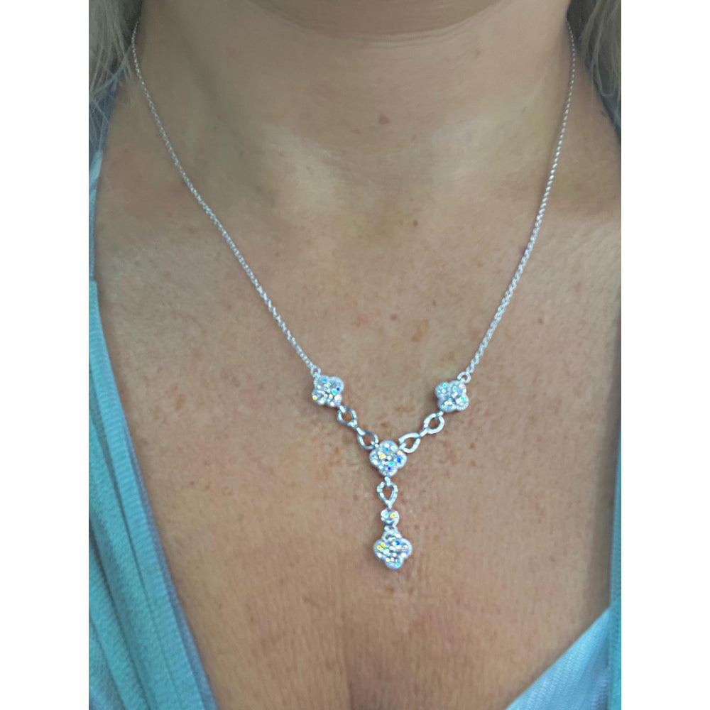 Diamond Flower Y Necklace / Diamond Flower Necklace / Diamond Clover Necklace / Diamond 1.49CT Necklace/ Diamond Y Necklace