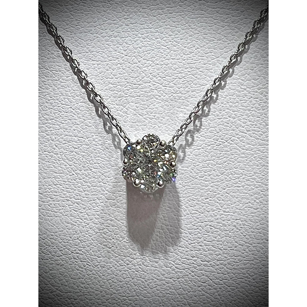 Diamond Cluster Pendant / Diamond Flower Pendant / Diamond Necklace / Diamond 0.58 Carat Necklace