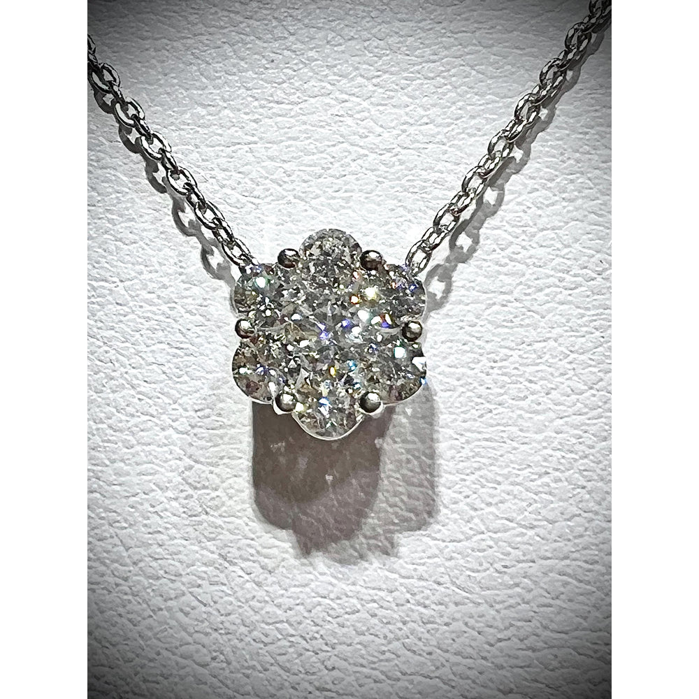 Diamond Cluster Pendant / Diamond Flower Pendant / Diamond Necklace / Diamond 0.58 Carat Necklace