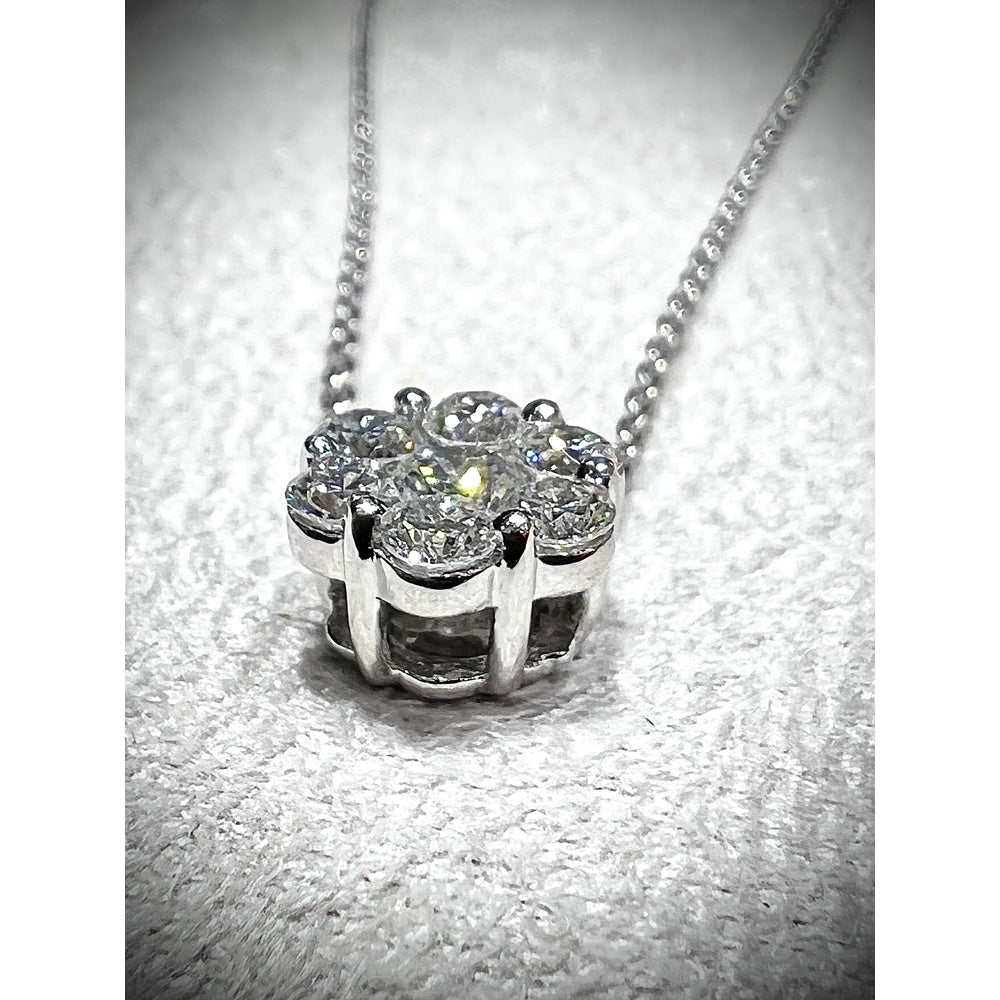 Diamond Cluster Pendant / Diamond Flower Pendant / Diamond Necklace / Diamond 0.58 Carat Necklace